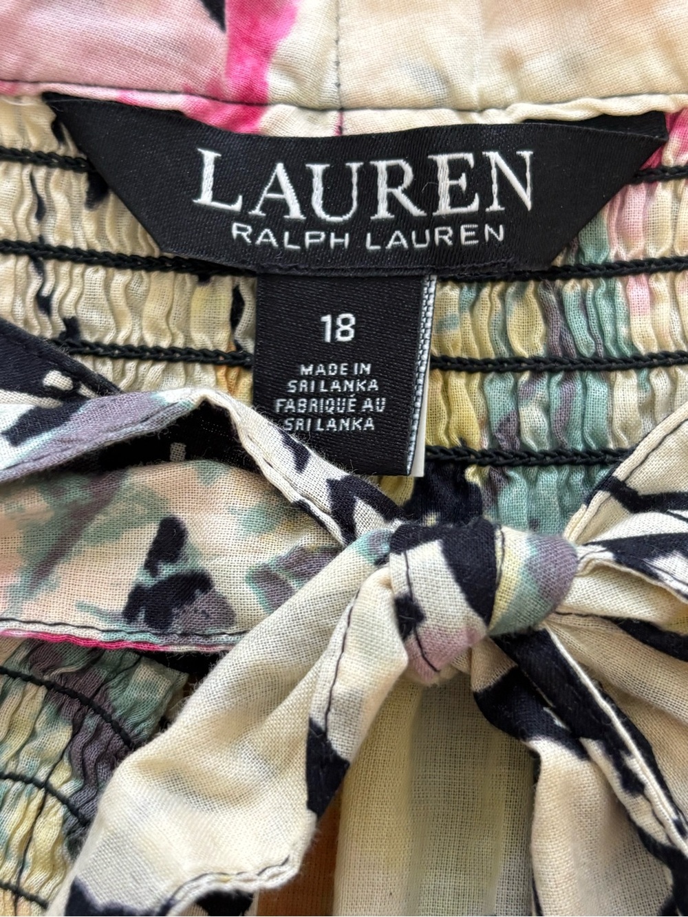 Lauren Ralph Lauren Plus Sz 18 Black Label Multicolor Floral Dress Cotton Voile - Picture 10 of 16